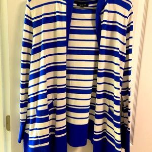 Blue and white hooded tunic